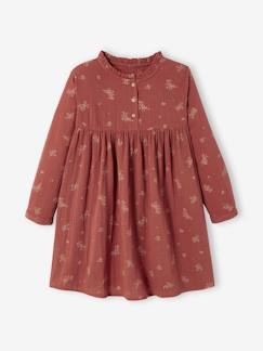 -Robe en gaze de coton détails fantaisie fille