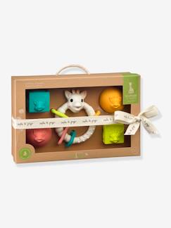 Idées cadeaux bébés et enfants-Coffret Colo'rings + 2 cubes + 2 balles - Sophie la Girafe - VULLI