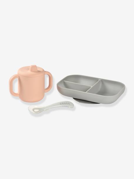 Coffret d’apprentissage 3 pièces BEABA en silicone rose 1 - vertbaudet enfant 