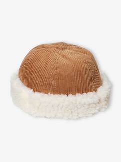 Bonnet "beanie" garçon en velours et sherpa  - vertbaudet enfant