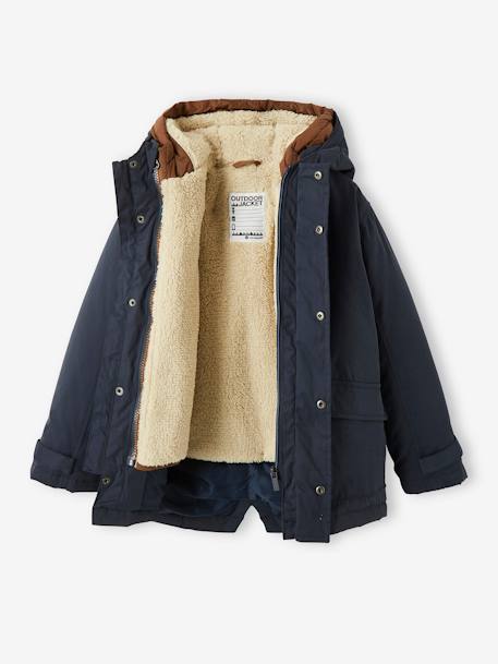 Parka 3 en 1 garçon avec blouson amovible bleu électrique+kaki+Marine grisé+noix de pécan 30 - vertbaudet enfant 