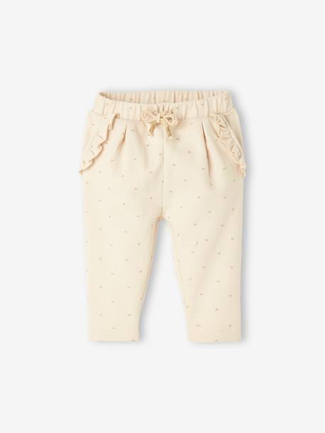 Pantalon molleton bébé fille bleu grisé+chaudron imprimé+écru+vert sauge 7 - vertbaudet enfant 