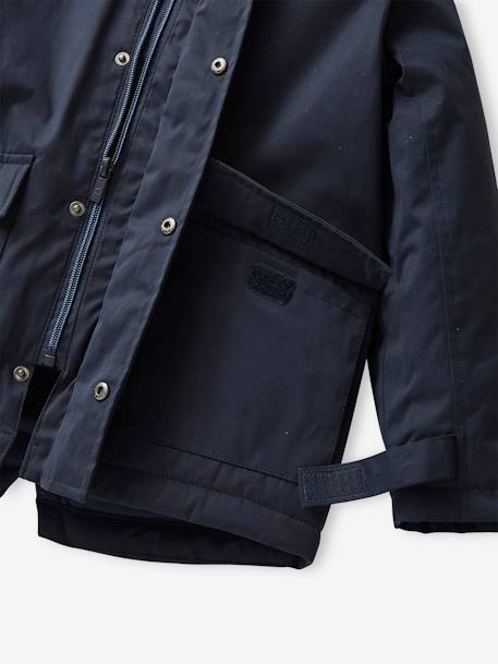 Parka 3 en 1 garçon avec blouson amovible bleu électrique+kaki+Marine grisé+noix de pécan 35 - vertbaudet enfant 