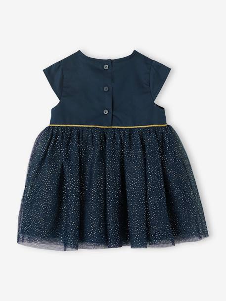 Robe de fête bébé en satin et tulle irisé bleu nuit 3 - vertbaudet enfant 