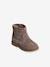 Boots zippés en cuir imprimé bébé fille taupe 1 - vertbaudet enfant 