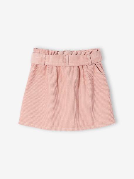 Jupe style 'paperbag' en velours côtelé fille pêche+rose blush+sapin 7 - vertbaudet enfant 