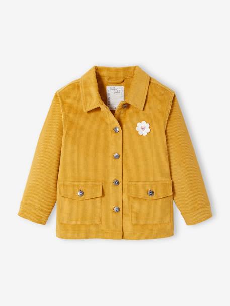 Veste style worker en velours fille badge fleur irisé jaune d'or 3 - vertbaudet enfant 