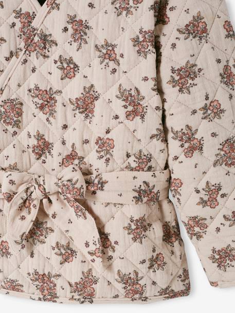 Veste matelassée imprimée fleurs fille LIGHT BEIGE PRINT 7 - vertbaudet enfant 