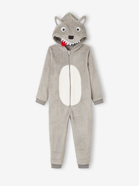 Combi-pyjama loup garçon GRIS CLAIR 4 - vertbaudet enfant 