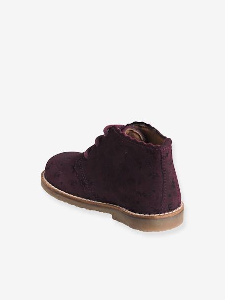 Bottines lacées cuir bébé fille bleu marine imprimé étoile+bordeaux+OR 11 - vertbaudet enfant 