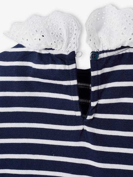 T-shirt blouse col en broderie anglaise fille marine rayé 6 - vertbaudet enfant 