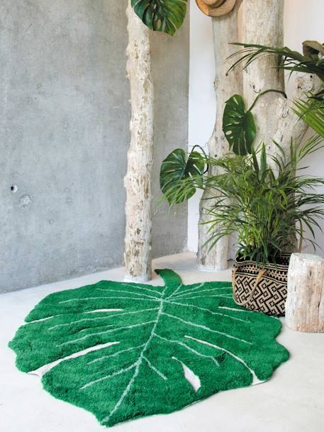 Tapis coton lavable Feuille Monstera LORENA CANALS vert 2 - vertbaudet enfant 