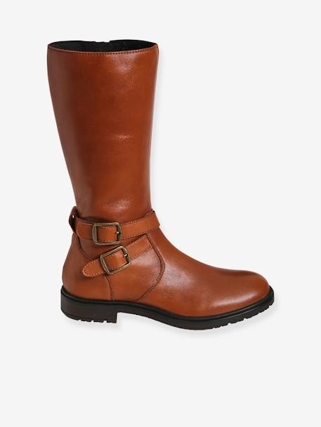 Bottes cavalières en cuir fille camel 2 - vertbaudet enfant 