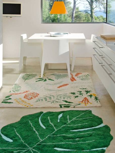 Tapis coton lavable Feuille Monstera LORENA CANALS vert 4 - vertbaudet enfant 