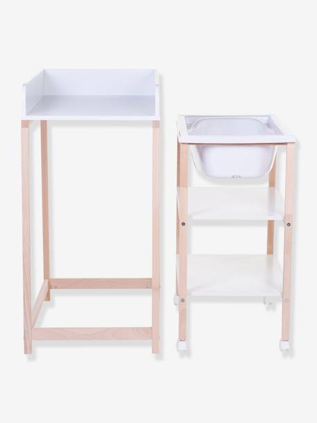 Table à langer avec baignoire intégrée CHILDHOME blanc/bois 2 - vertbaudet enfant 