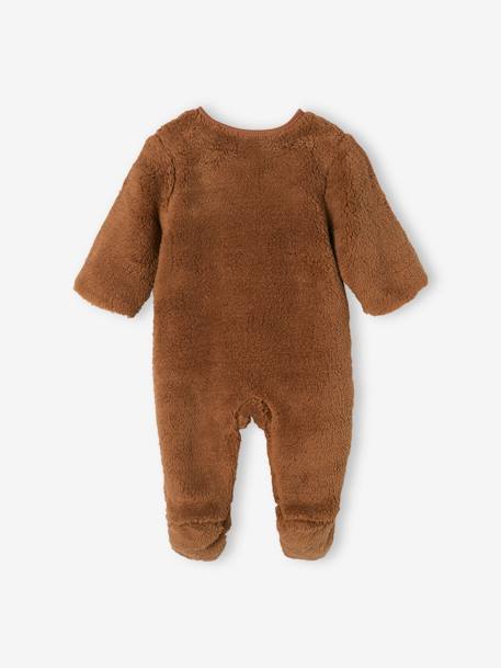 Surpyjama 'animal' bébé naissance en peluche caramel foncé+ivoire 2 - vertbaudet enfant 