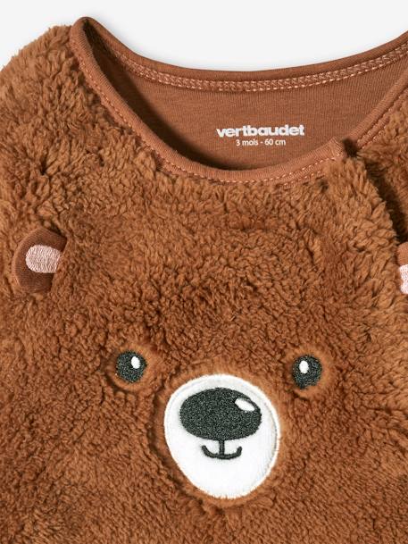 Surpyjama 'animal' bébé naissance en peluche caramel foncé+ivoire 3 - vertbaudet enfant 