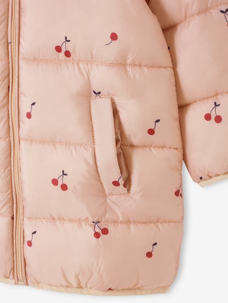 Doudoune longue légère imprimée cerises fille PRINTED PINK 5 - vertbaudet enfant 