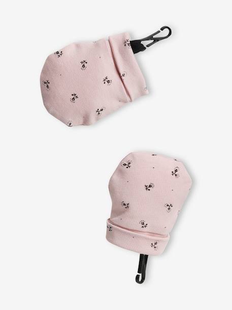 Ensemble bonnet + moufles + foulard bébé fille en maille imprimée personnalisable bois de rose 6 - vertbaudet enfant 