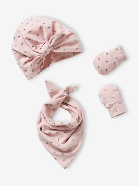 Ensemble bonnet + moufles + foulard bébé fille en maille imprimée personnalisable  - vertbaudet enfant