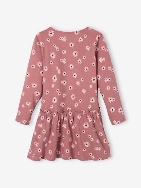 Robe Basics imprimée fille manches longues marron imprimé+rose imprimé+rose poudré 8 - vertbaudet enfant 