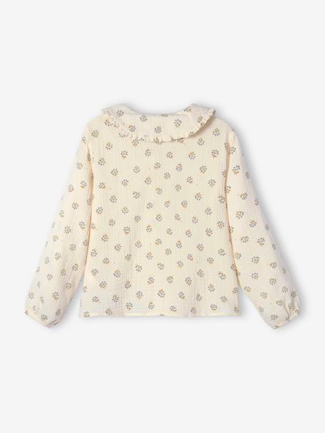 Blouse en gaze de coton personnalisable fille. cappuccino+coquille d'oeuf imprimé 6 - vertbaudet enfant 