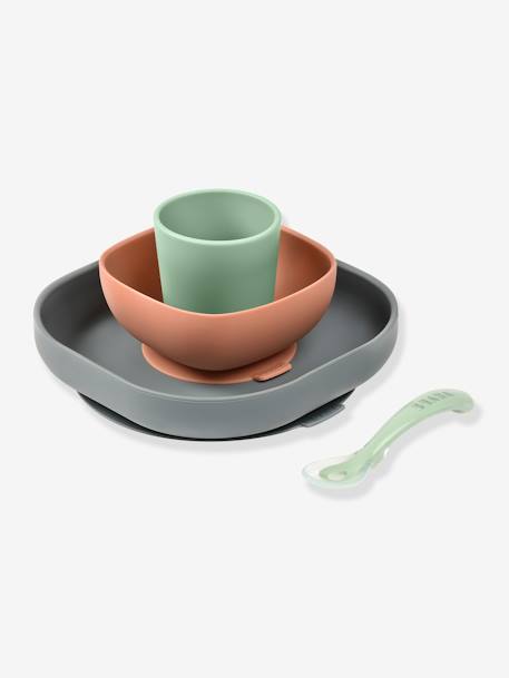 Béaba Set Repas Bébé Silicone Avec Ventouse Bleu - Zesso - Vaisselle et  couverts pour bébé et enfant