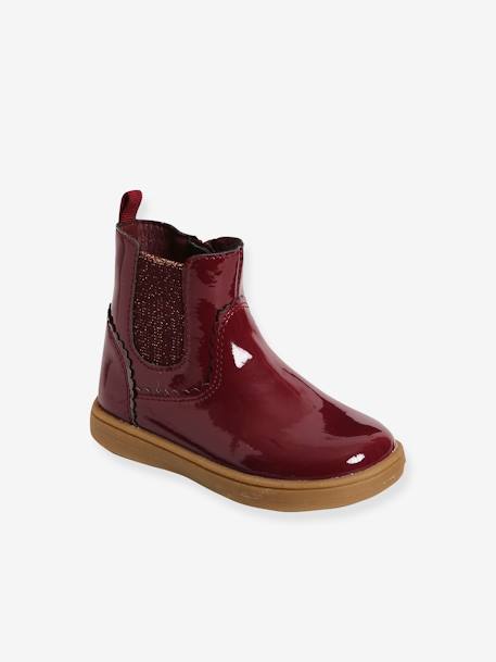 Boots vernis bébé fille zippés et élastiqués bleu marine+bordeaux 6 - vertbaudet enfant 