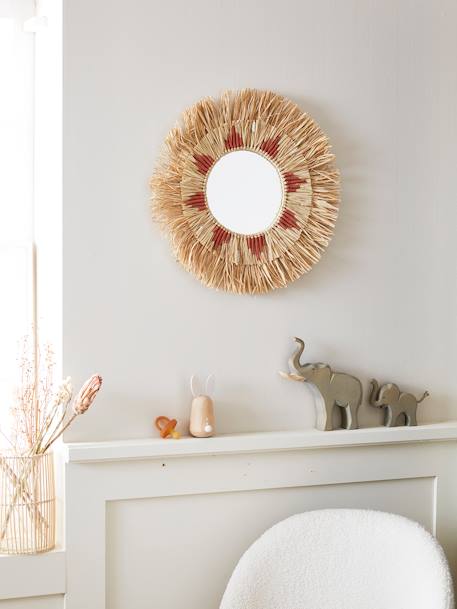 Miroir rond raphia beige / rose 3 - vertbaudet enfant 