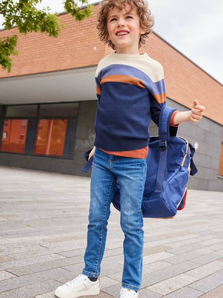 Pull colorblock rayé garçon maille fine gris chiné+RAYE ECRU+vert sapin 8 - vertbaudet enfant 