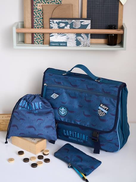 Cartable + trousse 'capitaine' garçon bleu ardoise foncé imprimé 7 - vertbaudet enfant 