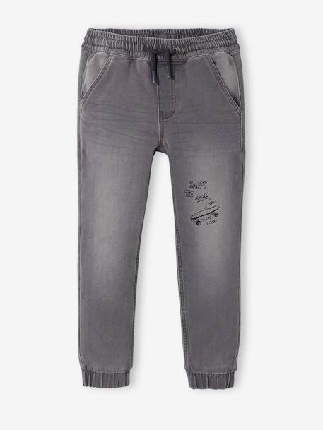 Pantalon jogger en molleton effet denim facile à enfiler garçon DENIM GRIS CLAIR+stone 4 - vertbaudet enfant 