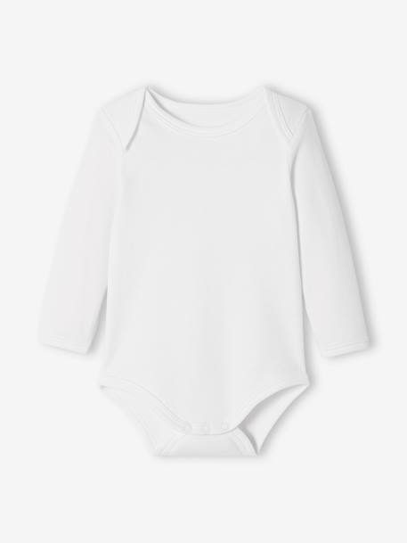 Lot de 5 bodies bébé manches longues ouverture US BASICS lot blanc 2 - vertbaudet enfant 