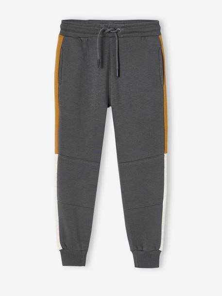 Pantalon jogging bandes côtés garçon. gris anthracite+noir 1 - vertbaudet enfant 