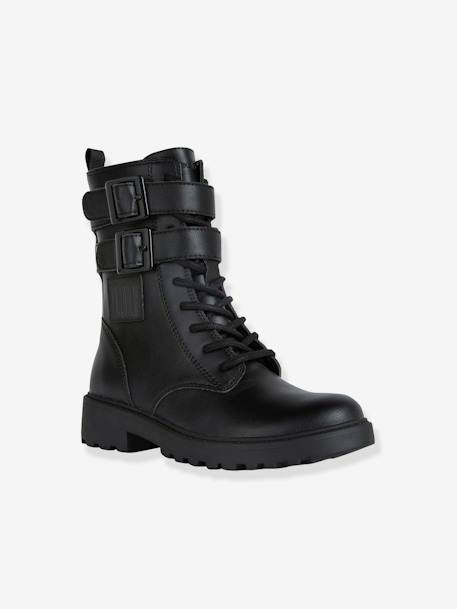 Boots brides et lacets fille Casey GEOX® noir 1 - vertbaudet enfant 