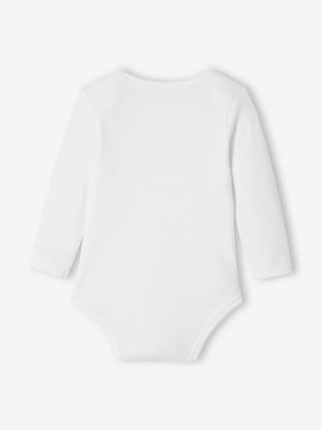 Lot de 5 bodies bébé manches longues ouverture US BASICS lot blanc 3 - vertbaudet enfant 