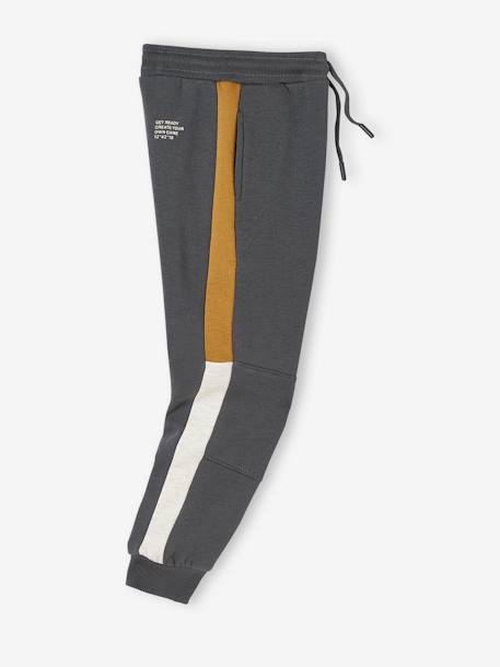 Pantalon jogging bandes côtés garçon. gris anthracite+noir+vert sapin 2 - vertbaudet enfant 