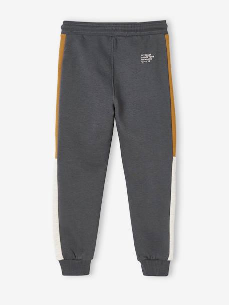 Pantalon jogging bandes côtés garçon. gris anthracite+noir+vert sapin 3 - vertbaudet enfant 