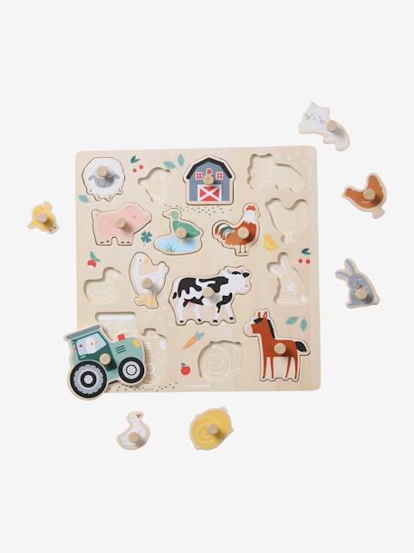 Puzzle boutons Lovely Farm en bois FSC® beige 2 - vertbaudet enfant 