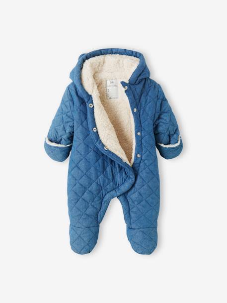 Combipilote en denim chambray bébé ouverture décalée denim stone 5 - vertbaudet enfant 