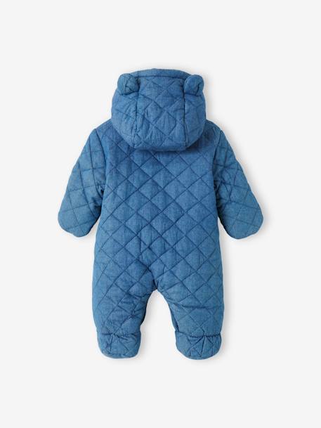 Combipilote en denim chambray bébé ouverture décalée denim stone 2 - vertbaudet enfant 