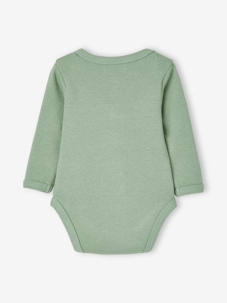 Lot de 2 bodies manches longues bébé maille nid d'abeille bleu nuit+lot vert tilleul foncé 10 - vertbaudet enfant 