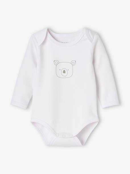 Lot de 5 bodies « animaux »  bébé naissance ouverture US manches longues BASICS lot ivoire 5 - vertbaudet enfant 