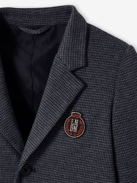 Veste à carreaux en lainage garçon avec badge brodé CARREAUX GRIS 3 - vertbaudet enfant 