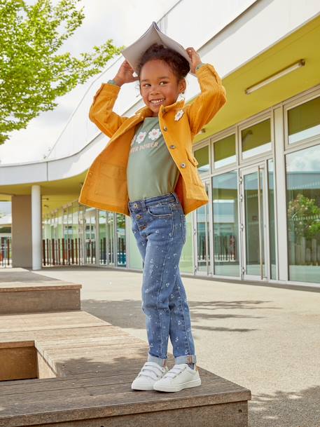 Veste style worker en velours fille badge fleur irisé  - vertbaudet enfant