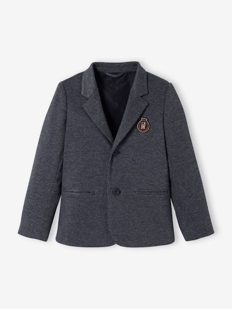 Veste à carreaux en lainage garçon avec badge brodé CARREAUX GRIS 5 - vertbaudet enfant 