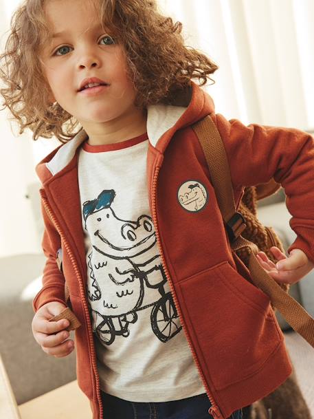 Tee-shirt motif ludique crocodile garçon BEIGE CHINE 4 - vertbaudet enfant 