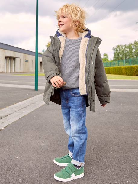 Parka 3 en 1 garçon avec blouson amovible bleu électrique+kaki+Marine grisé+noix de pécan 9 - vertbaudet enfant 