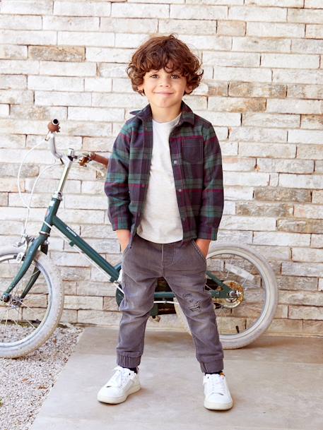 Pantalon jogger en molleton effet denim facile à enfiler garçon DENIM GRIS CLAIR+stone 1 - vertbaudet enfant 