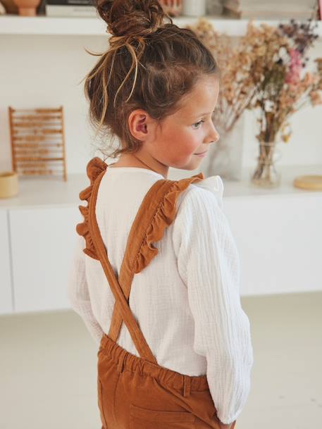 Blouse volantée en gaze de coton fille blanc+terracotta+vert 6 - vertbaudet enfant 